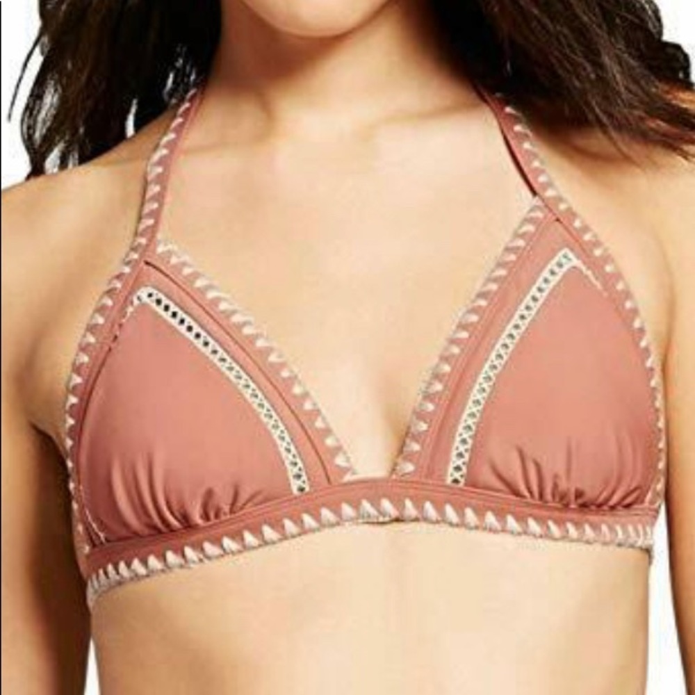 💥NWT Xhileration triangle bikini top copper sz S